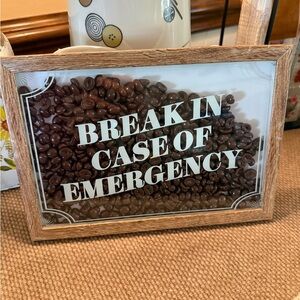 Wooden Coffee Bean Emergency Sign~coffee bar~Farmhouse~kitchen~Cottage core